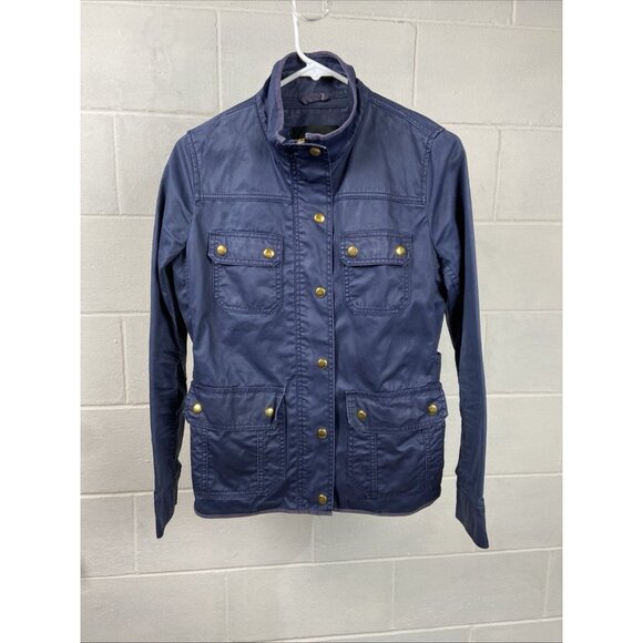 J Crew Women's The Downtown Field Jacket Size S Blue Military Utility‎ Hiking - Picture 1 of 10
